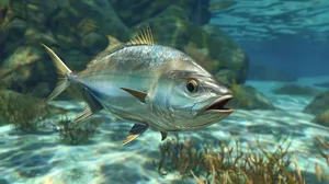 Greater Amberjack Swimming Underwater Wallpaper