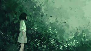 Green Aesthetic Girl In Nature.jpg Wallpaper