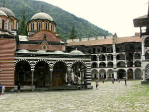 Green Aesthetic Rila Monastery By Mountains Wallpaper