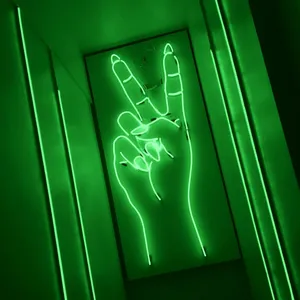 Green Aesthetic Tumblr Peace Hand Wallpaper