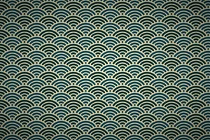 Green And Blue Japanese Waves Wallpaper