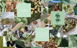 Green And White Collage With Pictures Of Food And Drinks Wallpaper