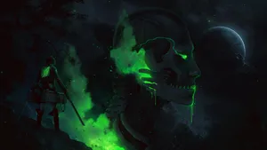 Green Anime Eren And A Titan Wallpaper