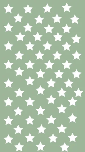 Green Background White Stars Pattern Wallpaper