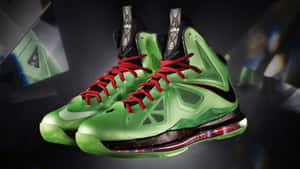 Green Basketball Shoeswith Red Laces Wallpaper