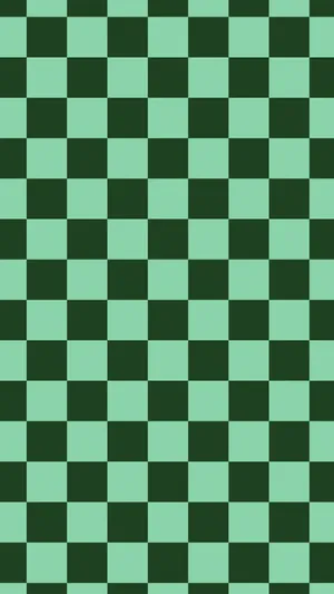 Green Black Checkerboard Pattern Wallpaper
