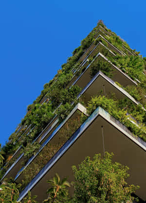 Green Building With Innovative Architectural Design Wallpaper