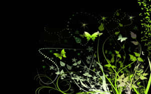 Green Butterfly Flying Near Plants Wallpaper