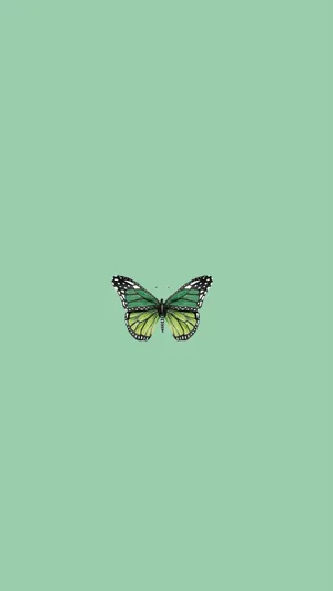 Green Butterfly Green Background Vertical Wallpaper