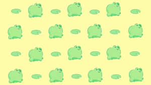 Green Cartoon Frogs Pattern Wallpaper