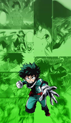 Green Collage My Hero Academia Deku Phone Wallpaper