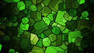 Green Cubes In A Dark Background Wallpaper