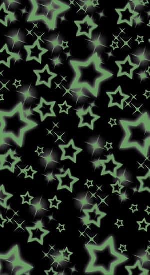 Green Cyber Star Pattern Wallpaper