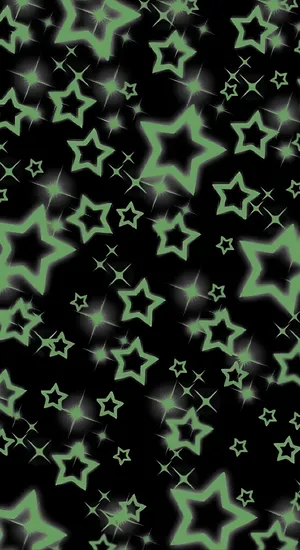 Green Cyber Star Pattern Wallpaper