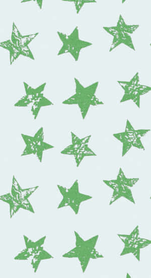 Green Cyber Star Pattern Wallpaper