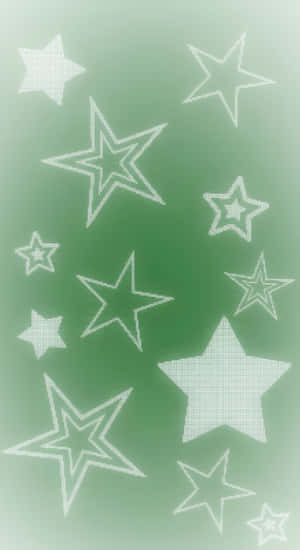 Green Cyber Star Pattern Wallpaper