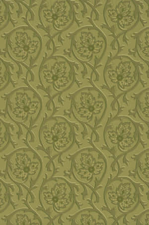 Green Damask Pattern Background Wallpaper