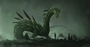 Green Dragon With Human Wallpaper