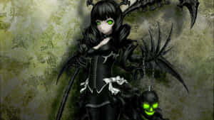 Green Eyed Gothic Anime Girl Dark Fantasy Art.jpg Wallpaper