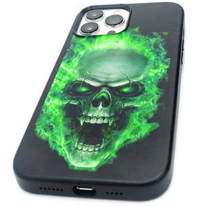 Green Fire Skull Phone Wallpaper