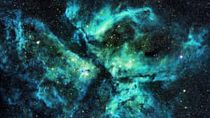 Green Galaxy With Dark Stars Wallpaper