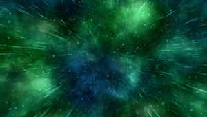 Green Galaxy With Falling Stars Wallpaper