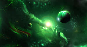 Green Galaxy With Smoke Wallpaper