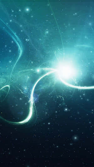 Green Galaxy With Wavy Line Wallpaper