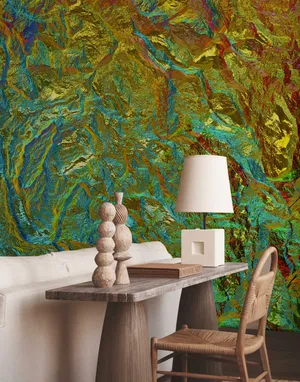 Green Gilded Wall For A Study Set Up Wallpaper