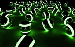 Green Glowing Balls In The Dark Wallpaper