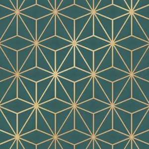 Green Gold Geometric Pattern Wallpaper