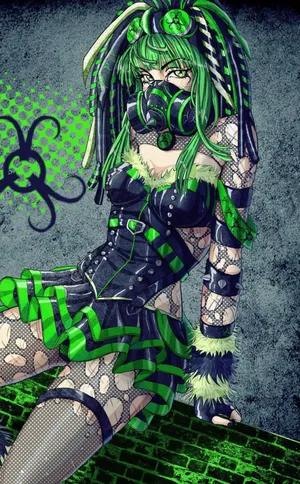Green Goth Anime Style Aesthetic Wallpaper