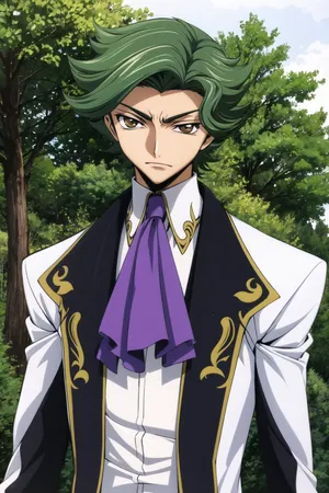 Green Haired Anime Character Elegant Attire Wallpaper