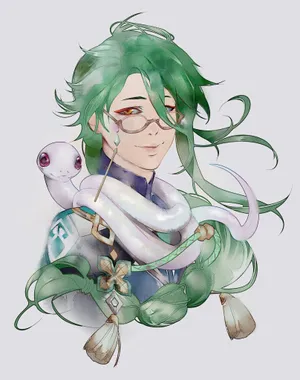 Green Haired Anime Characterwith Serpent Wallpaper