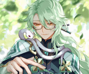 Green Haired Anime Characterwith Snake Wallpaper