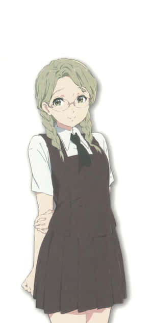 Green Haired Anime Girlin School Uniform Wallpaper