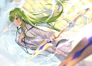 Green Haired Anime Girlin Sunlight Wallpaper