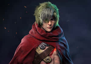 Green Haired Warriorin Red Cape Wallpaper