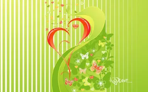 Green Heart Butterflies Wallpaper