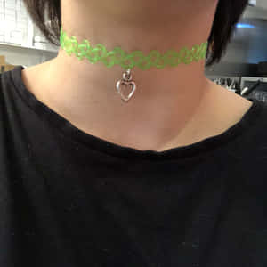 Green Heart Choker Necklace Goth Aesthetic Wallpaper