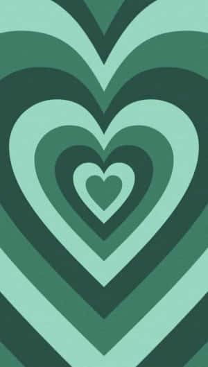 Green Heart Concentric Pattern Wallpaper