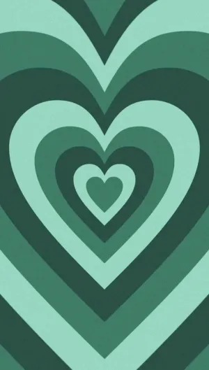 Green Heart Concentric Pattern Wallpaper
