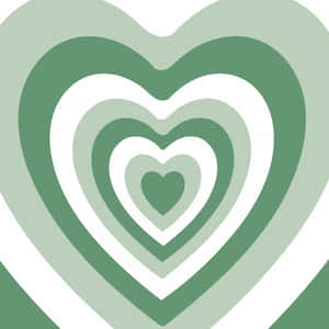 Green Heart Concentric Pattern Wallpaper