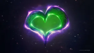 Green Heart Purple Line Wallpaper