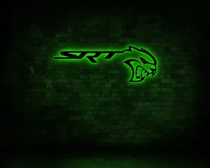 Green Hellcat Redeye Logo Neon Wall Wallpaper