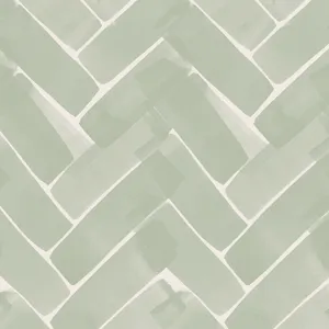 Green Herringbone Pattern Wallpaper