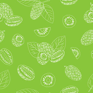 Green Illustrated Noni Fruits Wallpaper