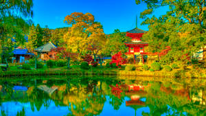 Green Lake Japanese Nature Wallpaper