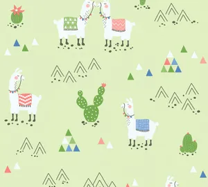 Green Llama Vector Art Wallpaper