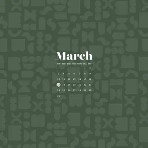 Green March Calendar Aesthetic Wallpaper